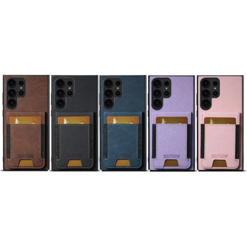 Leather Wallet with Card Holder Kickstand Cover For Samsung S24-S23 Series CaseSpot