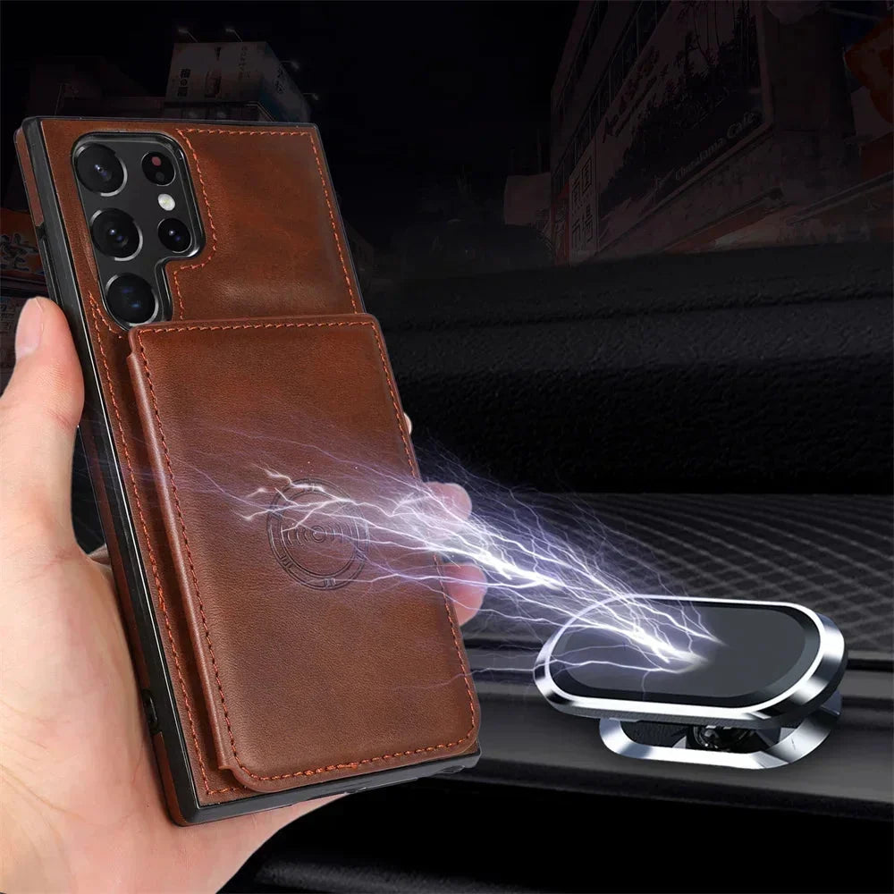 Magnetic Flip Wallet Credit Card Holder Leather Case For Samsung S24-S23 Series CaseSpot