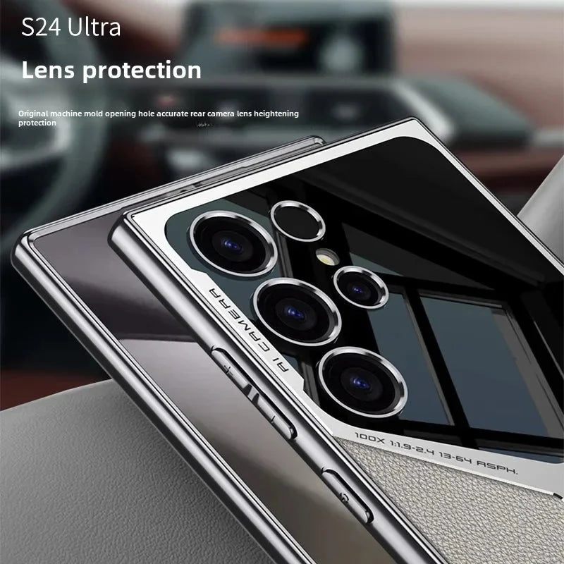 Electroplated Leather Case For Samsung S24 theroxymob