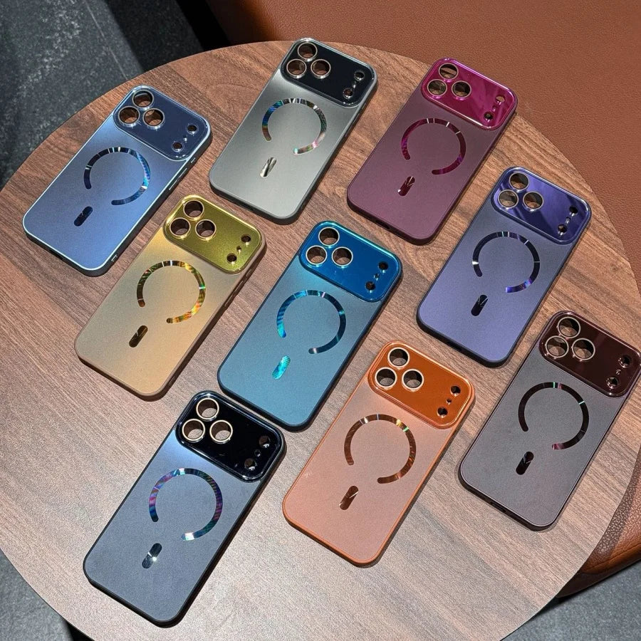 Glossy Magnetic Glass Case For iPhone 18 17 16 15