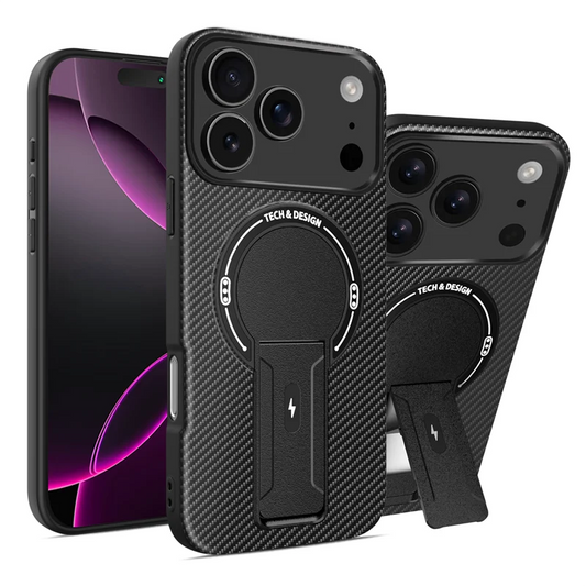 Magnetic Carbon Fiber Bracket Phone Case For iPhone 12-18 Series