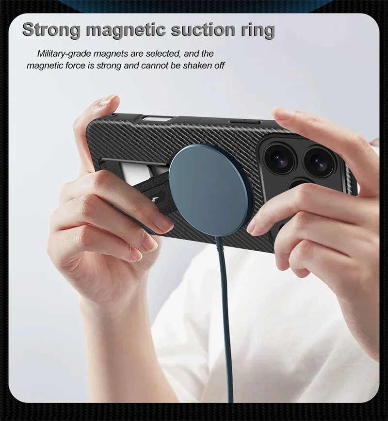 Magnetic Carbon Fiber Bracket Phone Case For iPhone 12-18 Series