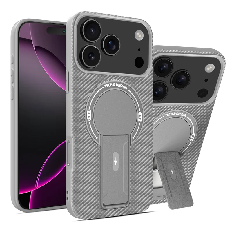 Magnetic Carbon Fiber Bracket Phone Case For iPhone 12-18 Series