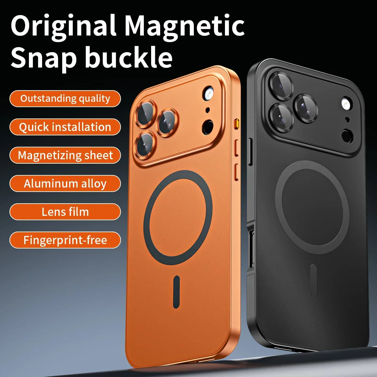 Luxurious Aluminium Magnetic Case Lens Glass Protective For iPhone 12-18 Pro & Pro Max