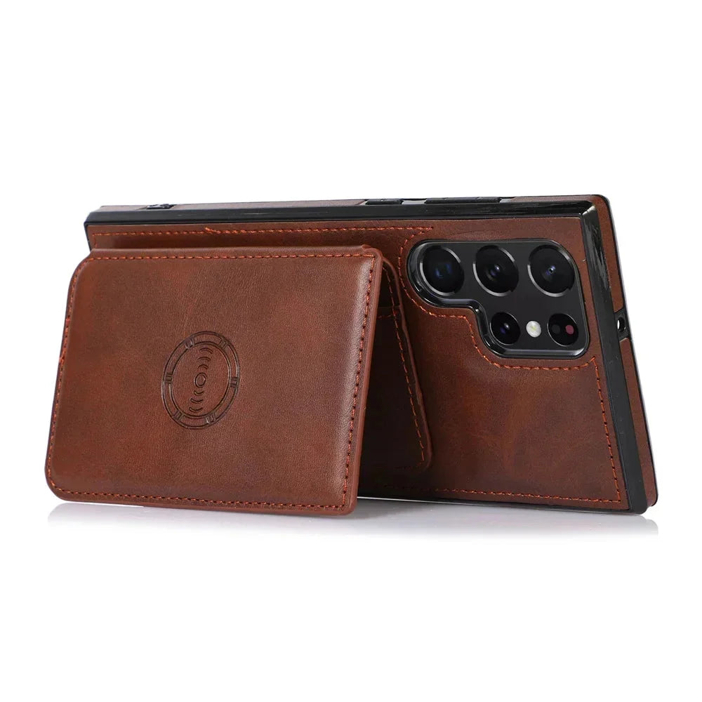 Magnetic Flip Wallet Credit Card Holder Leather Case For Samsung S24-S23 Series CaseSpot