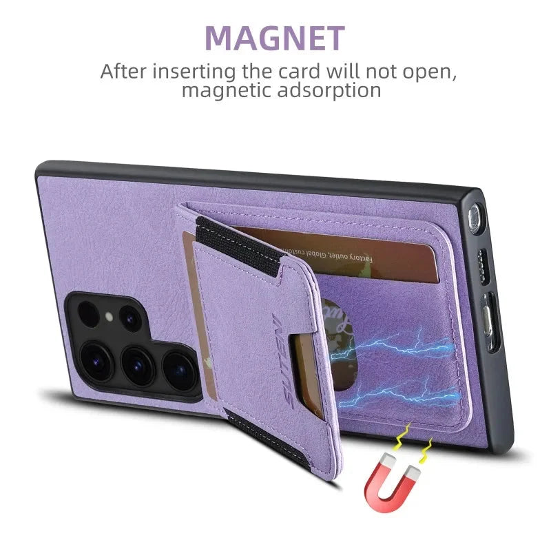 Leather Wallet with Card Holder Kickstand Cover For Samsung S24-S23 Series CaseSpot