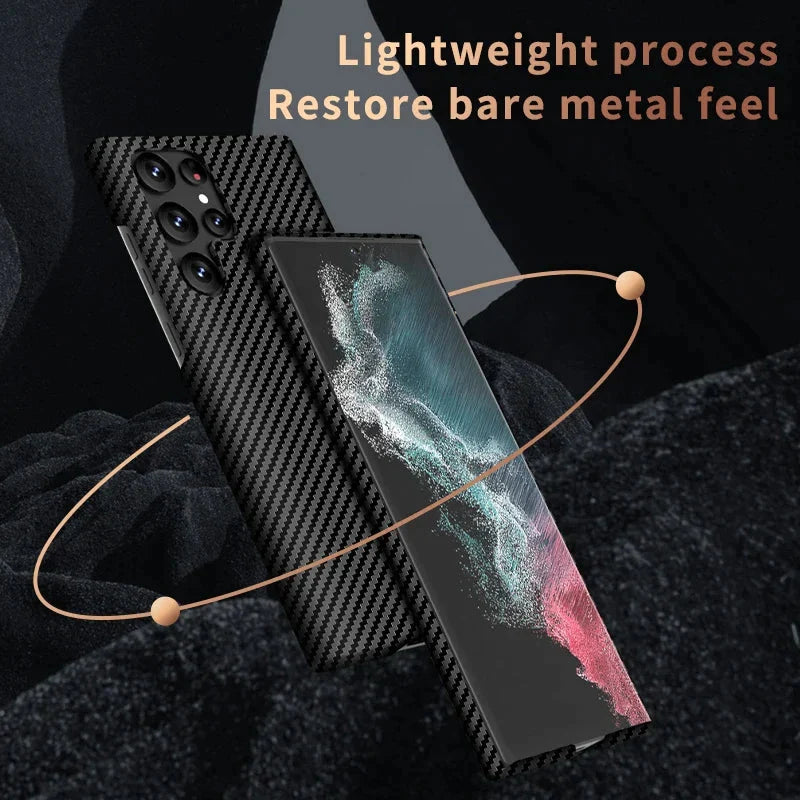 Ultra Slim Contrast Color Carbon Fiber Texture TPU Case For Samsung Galaxy S24-S23 Series CaseSpot