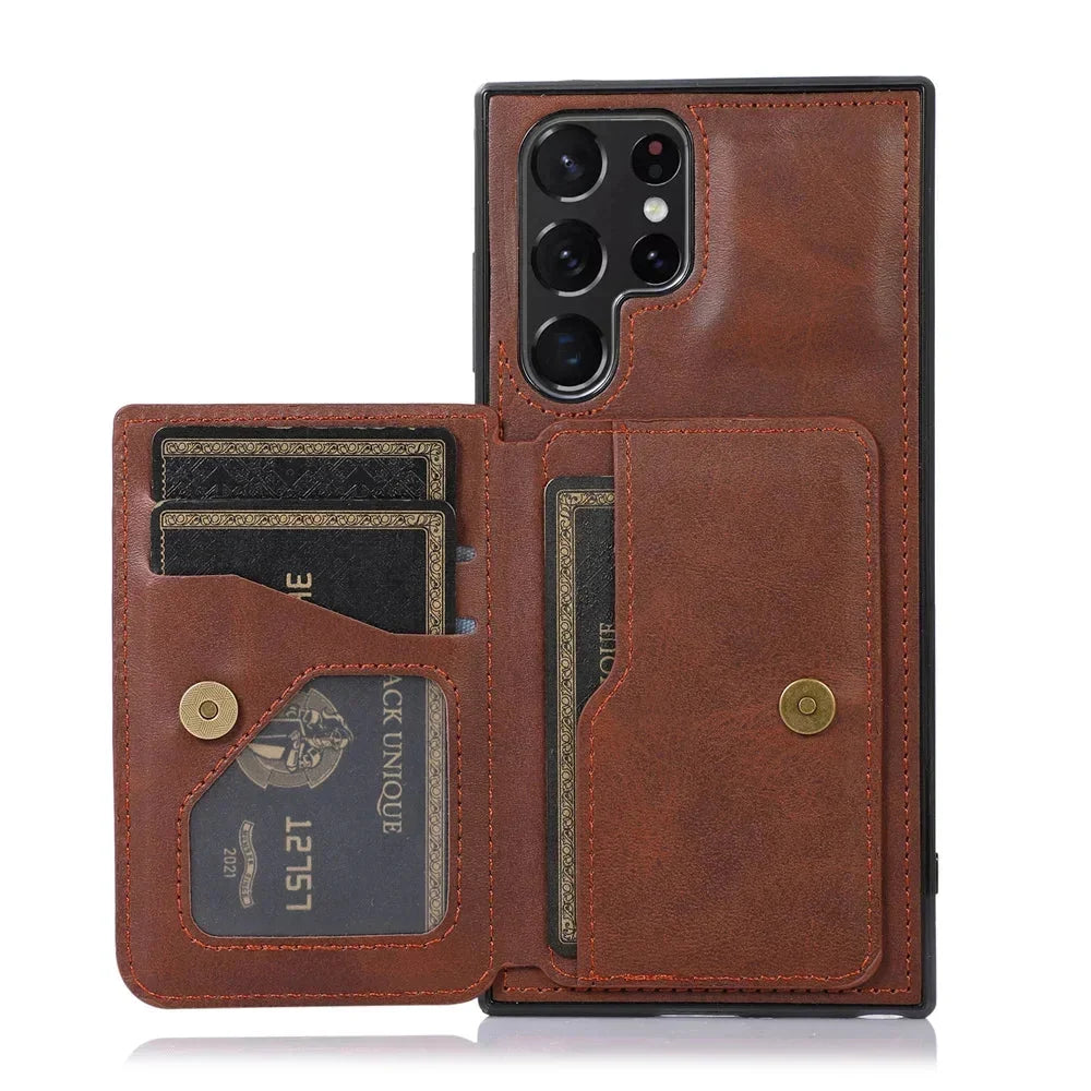 Magnetic Flip Wallet Credit Card Holder Leather Case For Samsung S24-S23 Series CaseSpot