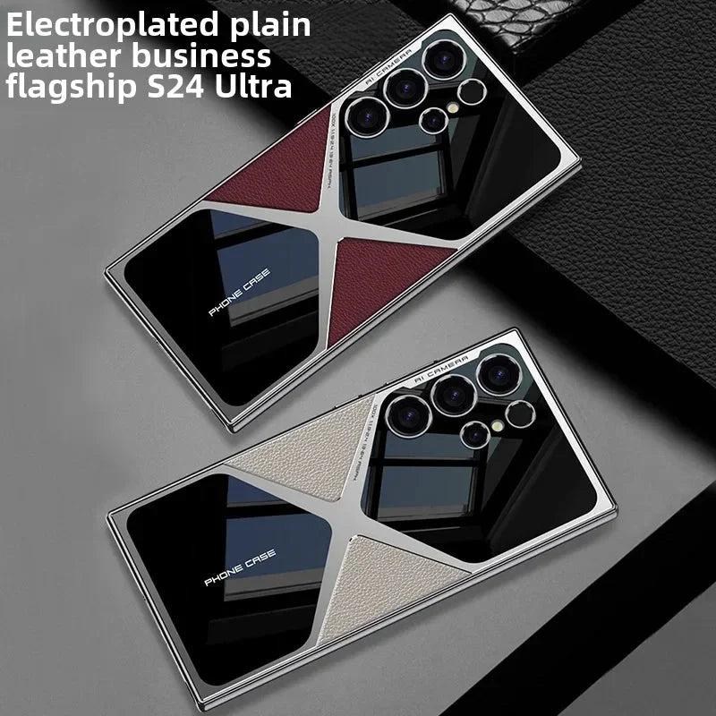 Electroplated Leather Case For Samsung S24 theroxymob
