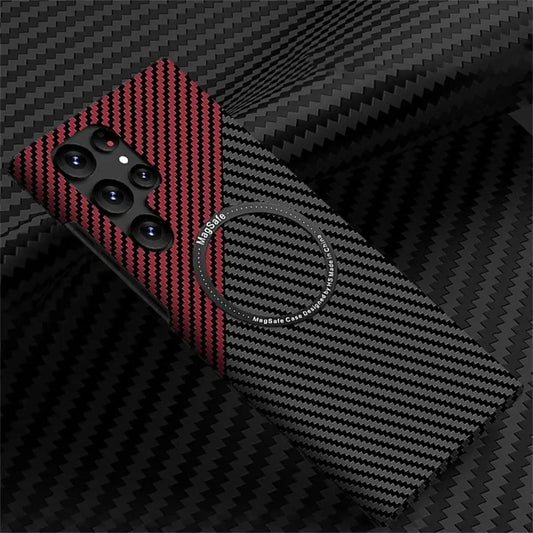 Ultra Slim Contrast Color Carbon Fiber Texture TPU Case For Samsung Galaxy S24-S23 Series CaseSpot