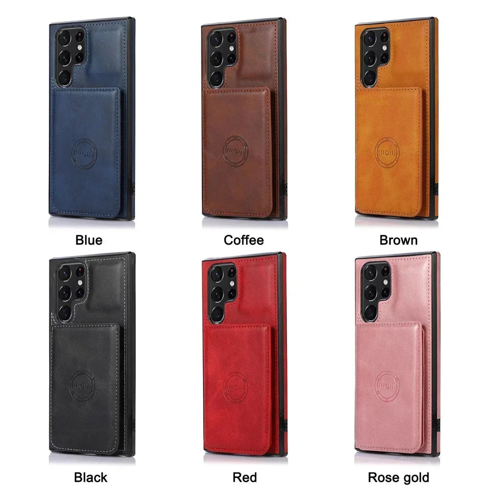 Magnetic Flip Wallet Credit Card Holder Leather Case For Samsung S24-S23 Series CaseSpot