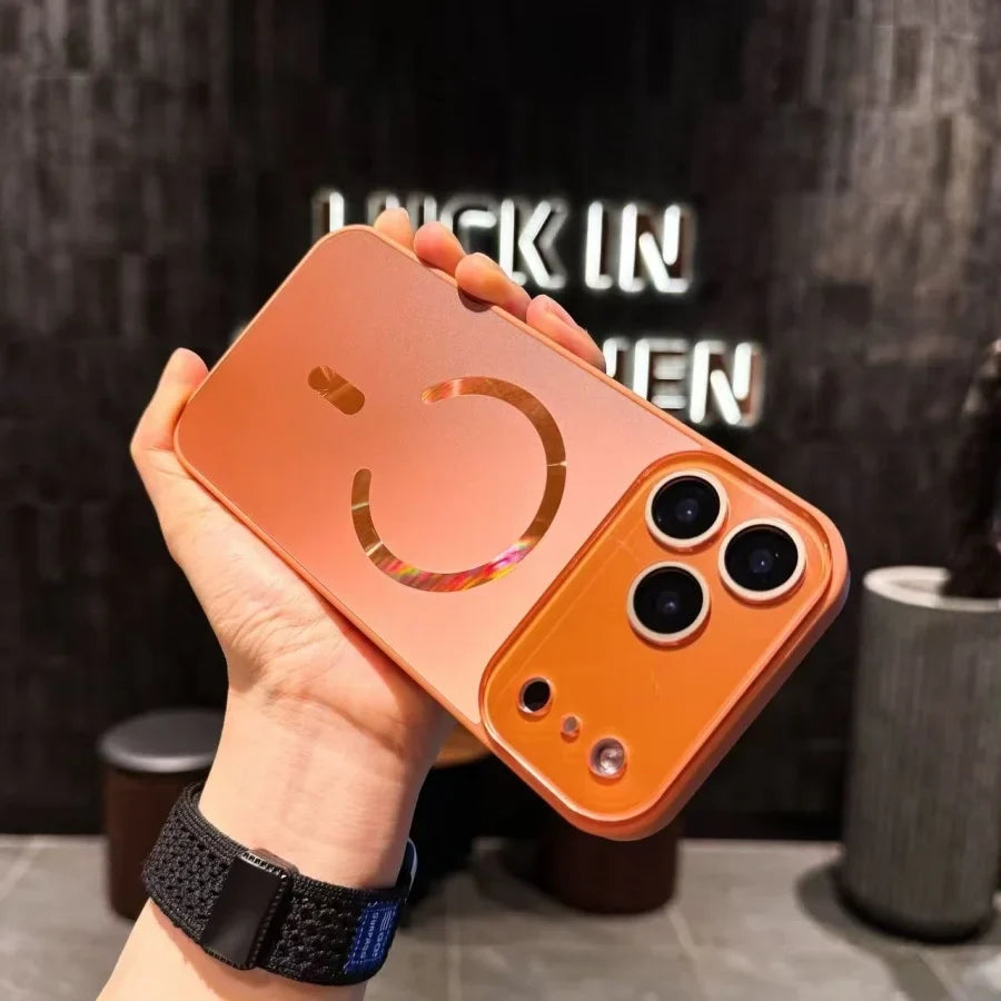 Glossy Magnetic Glass Case For iPhone 18 17 16 15