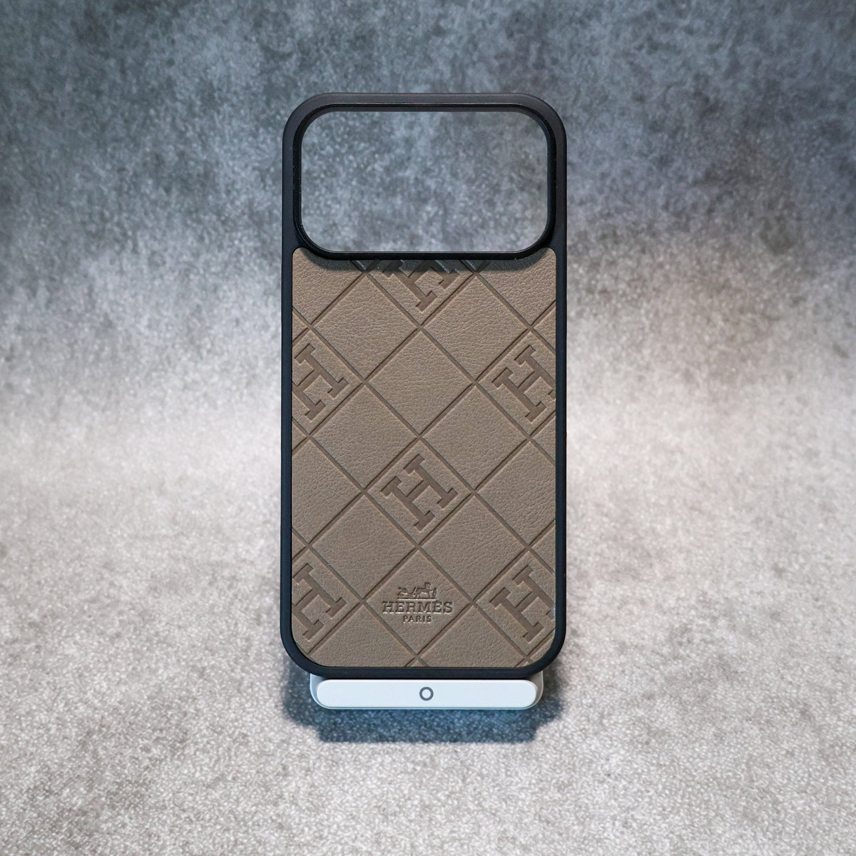 HRM Quilted Leather Case with Border Frame for iPhone 12-18 Pro & Pro Max