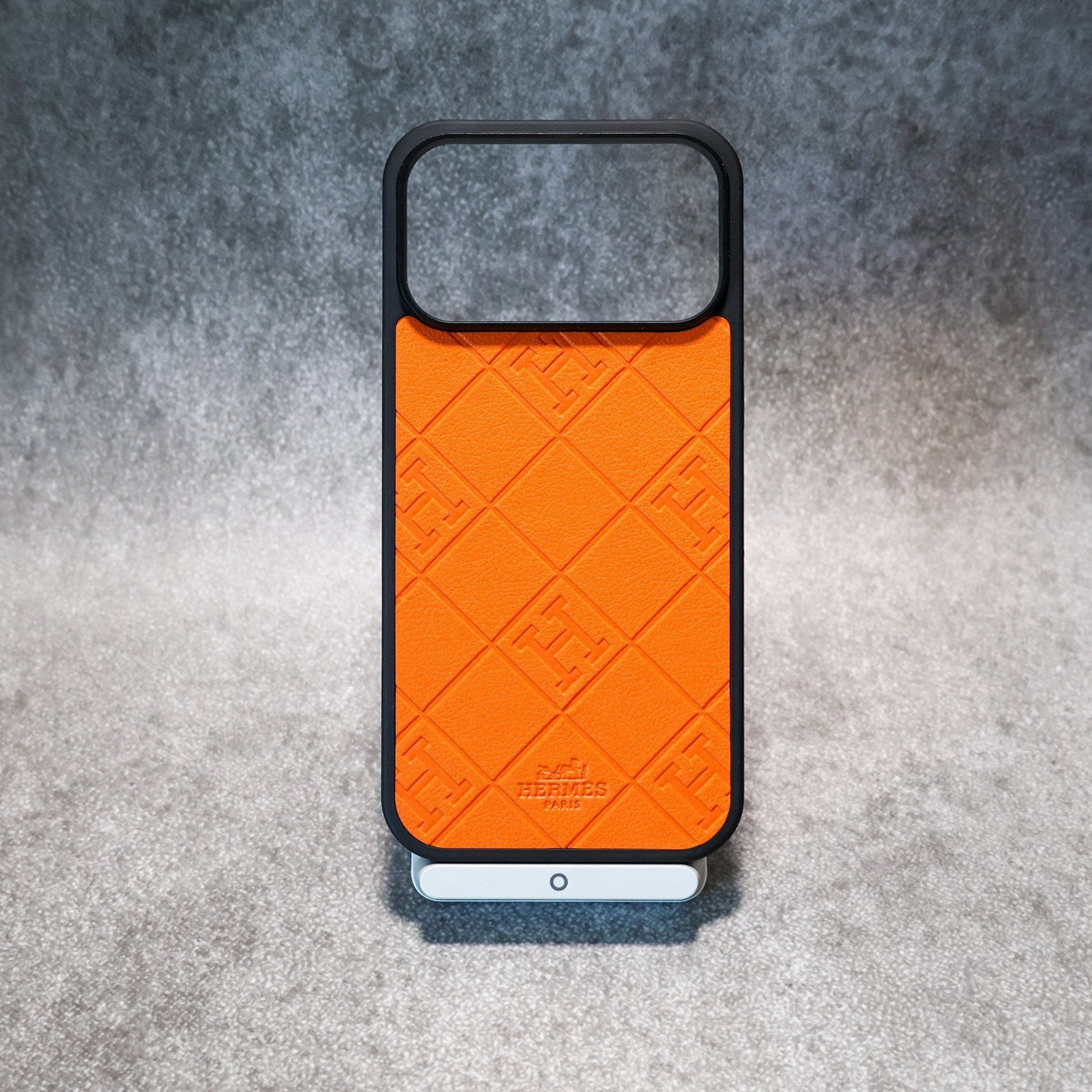 HRM Quilted Leather Case with Border Frame for iPhone 12-18 Pro & Pro Max