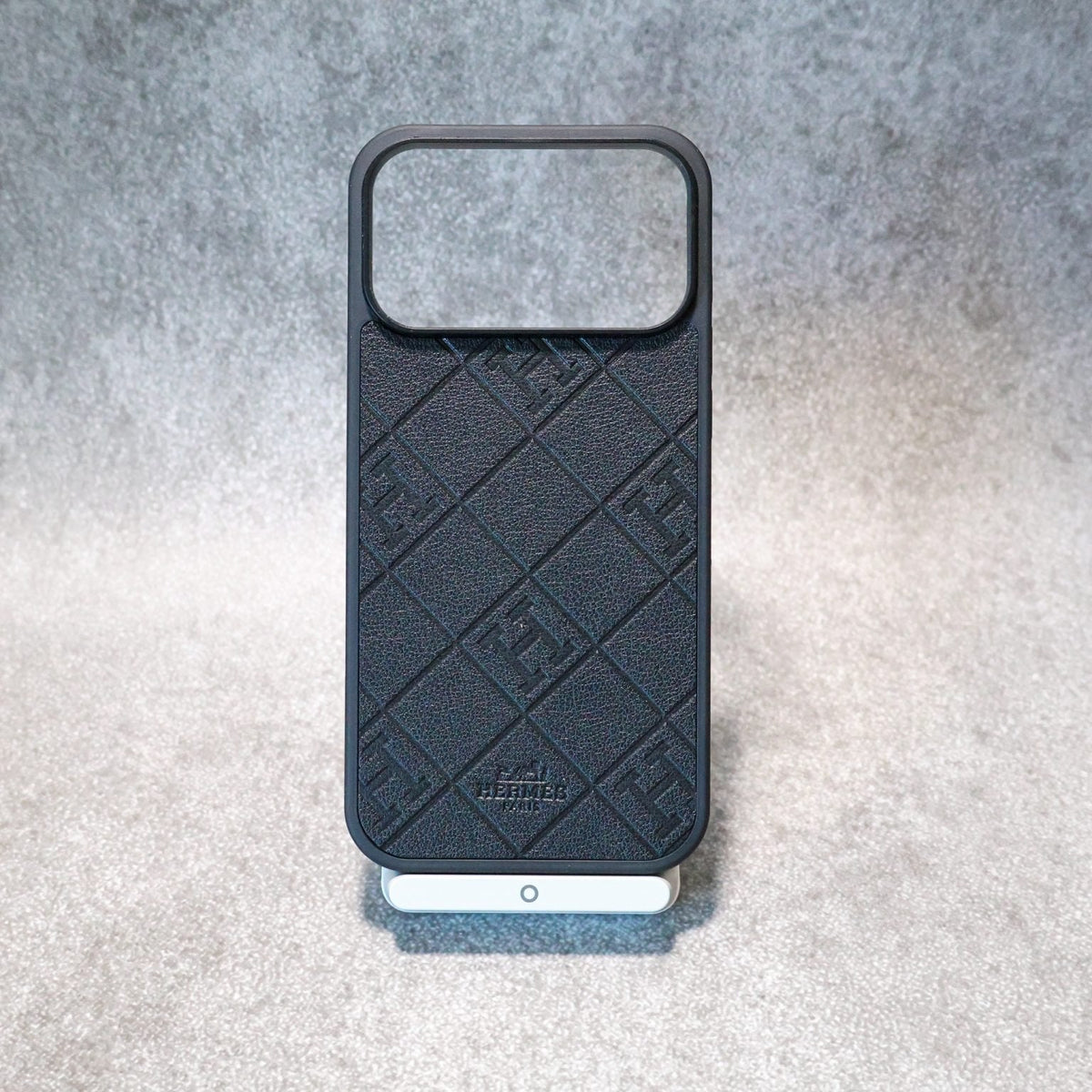 HRM Quilted Leather Case with Border Frame for iPhone 12-18 Pro & Pro Max