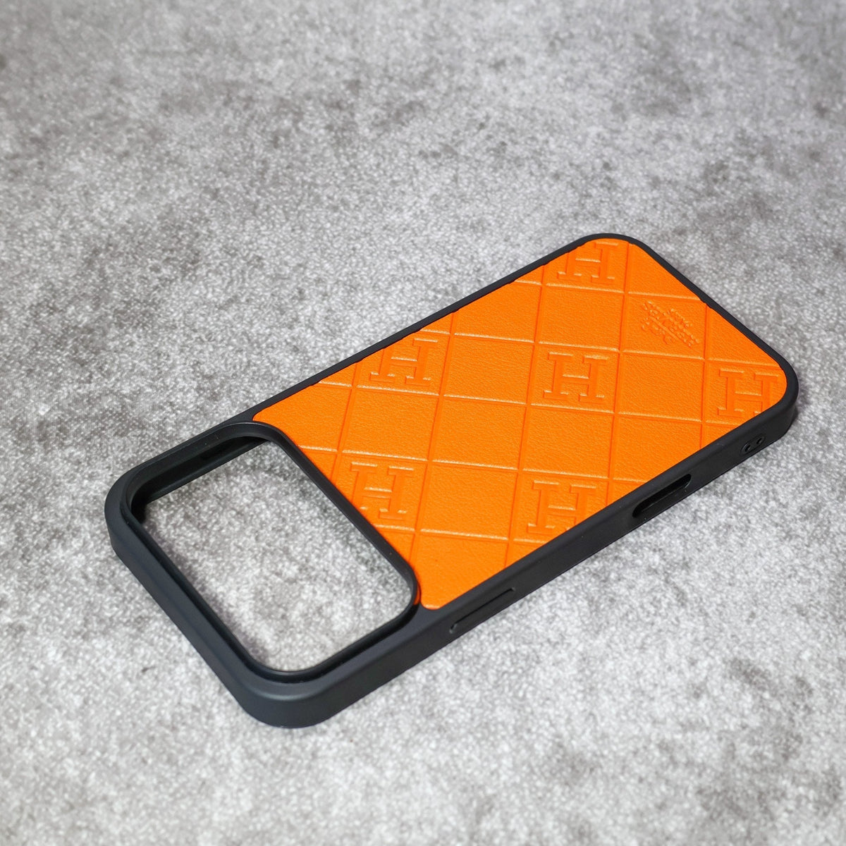HRM Quilted Leather Case with Border Frame for iPhone 12-18 Pro & Pro Max