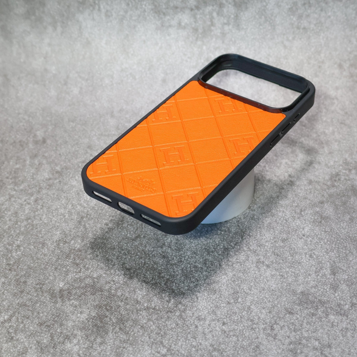 HRM Quilted Leather Case with Border Frame for iPhone 12-18 Pro & Pro Max