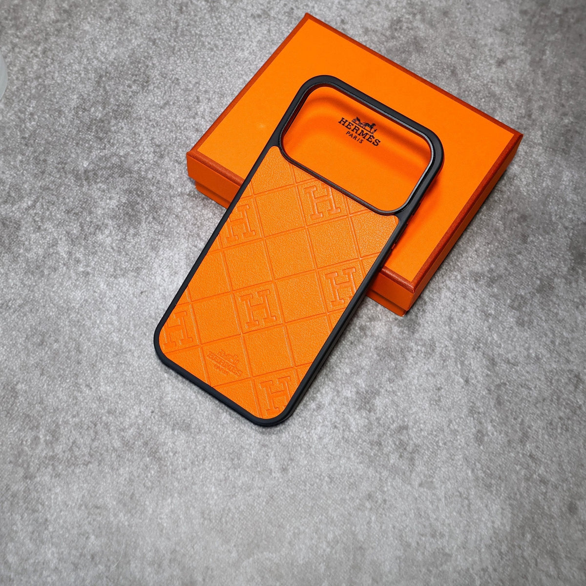 HRM Quilted Leather Case with Border Frame for iPhone 12-18 Pro & Pro Max