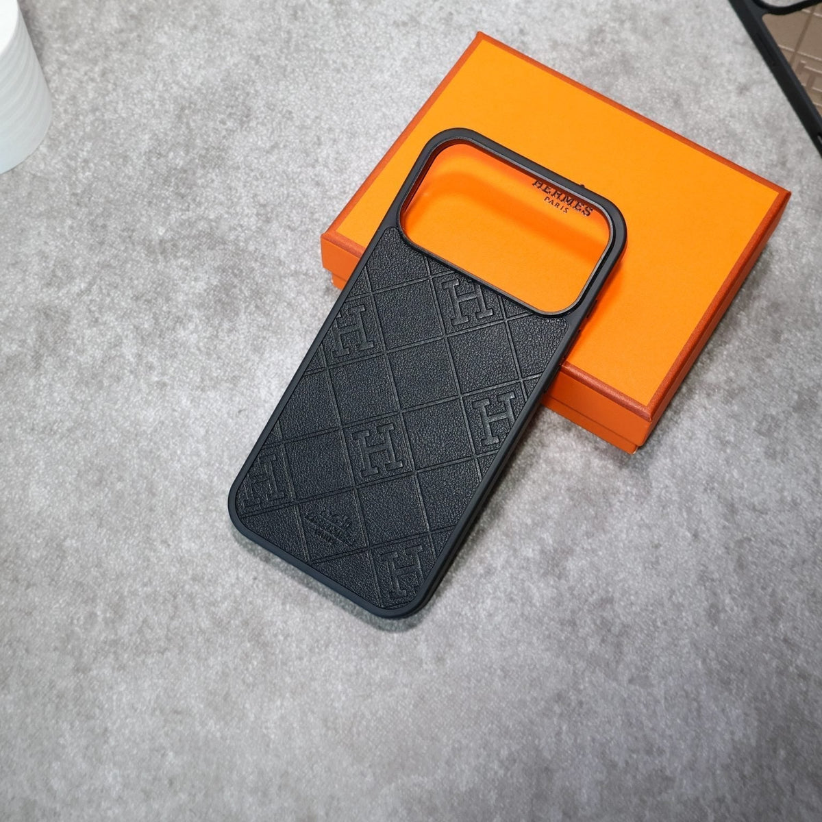 HRM Quilted Leather Case with Border Frame for iPhone 12-18 Pro & Pro Max