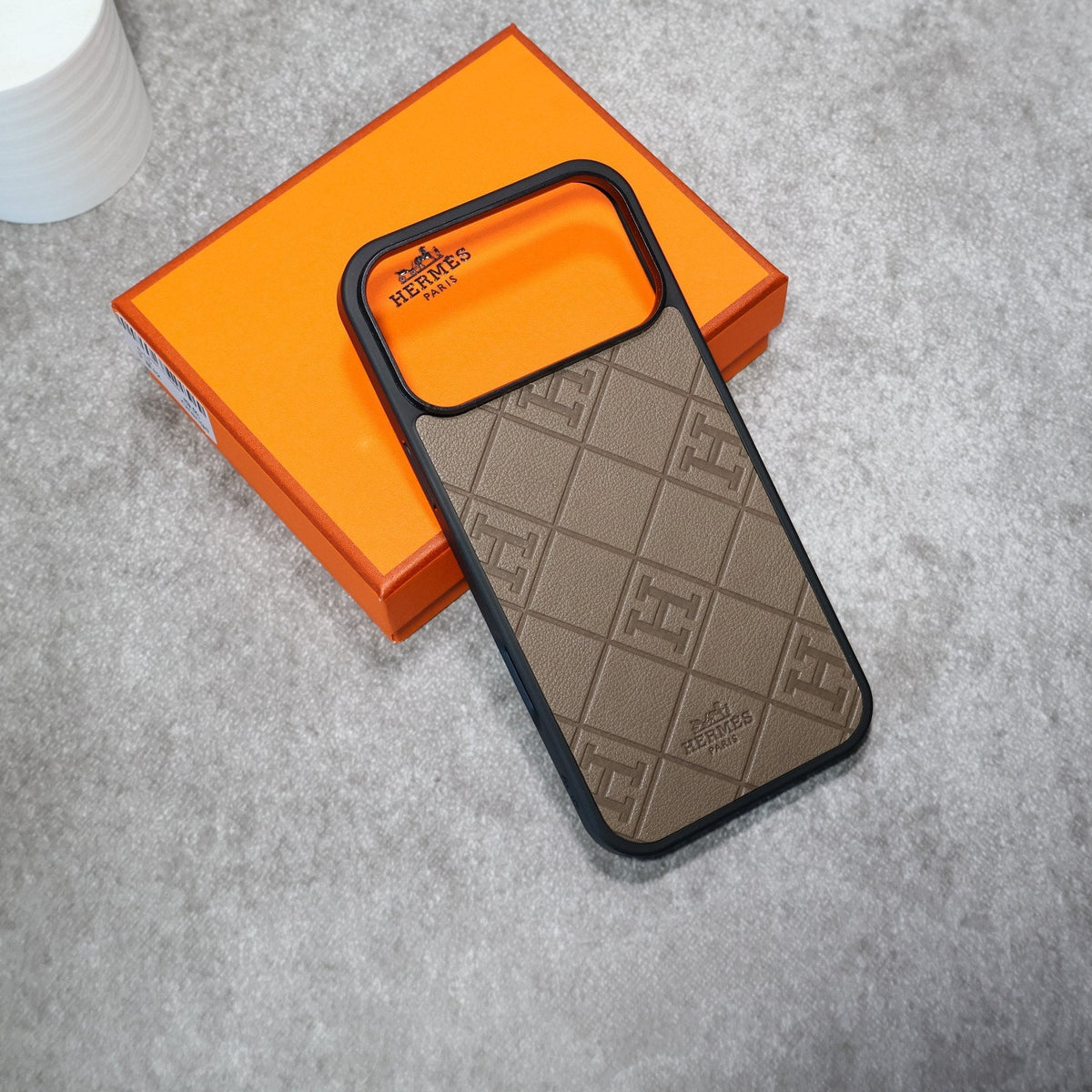 HRM Quilted Leather Case with Border Frame for iPhone 12-18 Pro & Pro Max