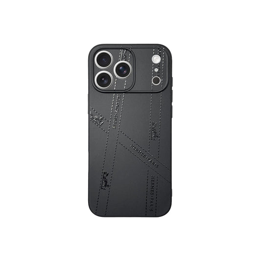 HRM Matte Leather Case with Stamped Logo for iPhone 12-18 Pro & Pro Max