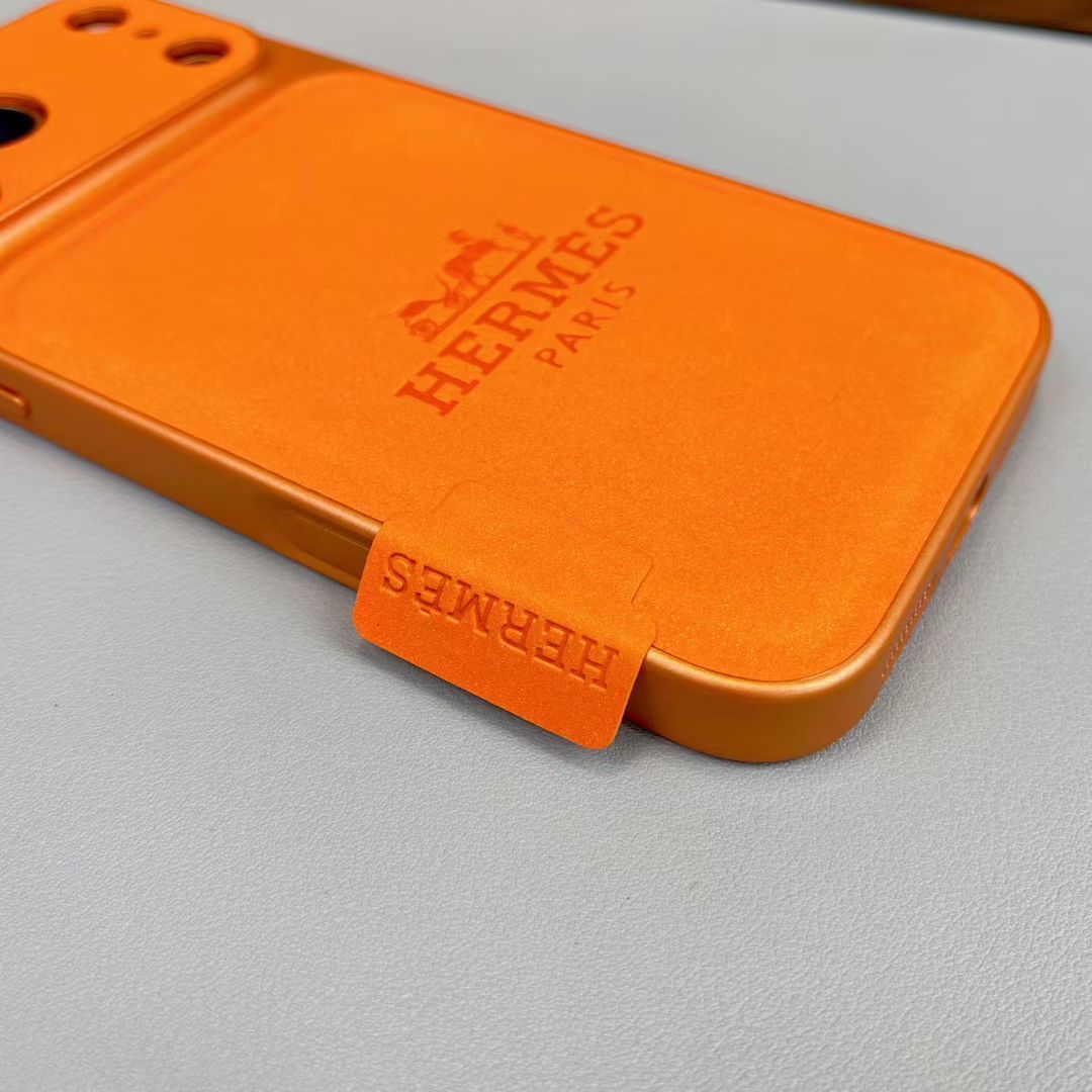 HRM Leather Flap Pocket Phone Case with Embossed Logo for iPhone 14-18 Pro & Pro Max