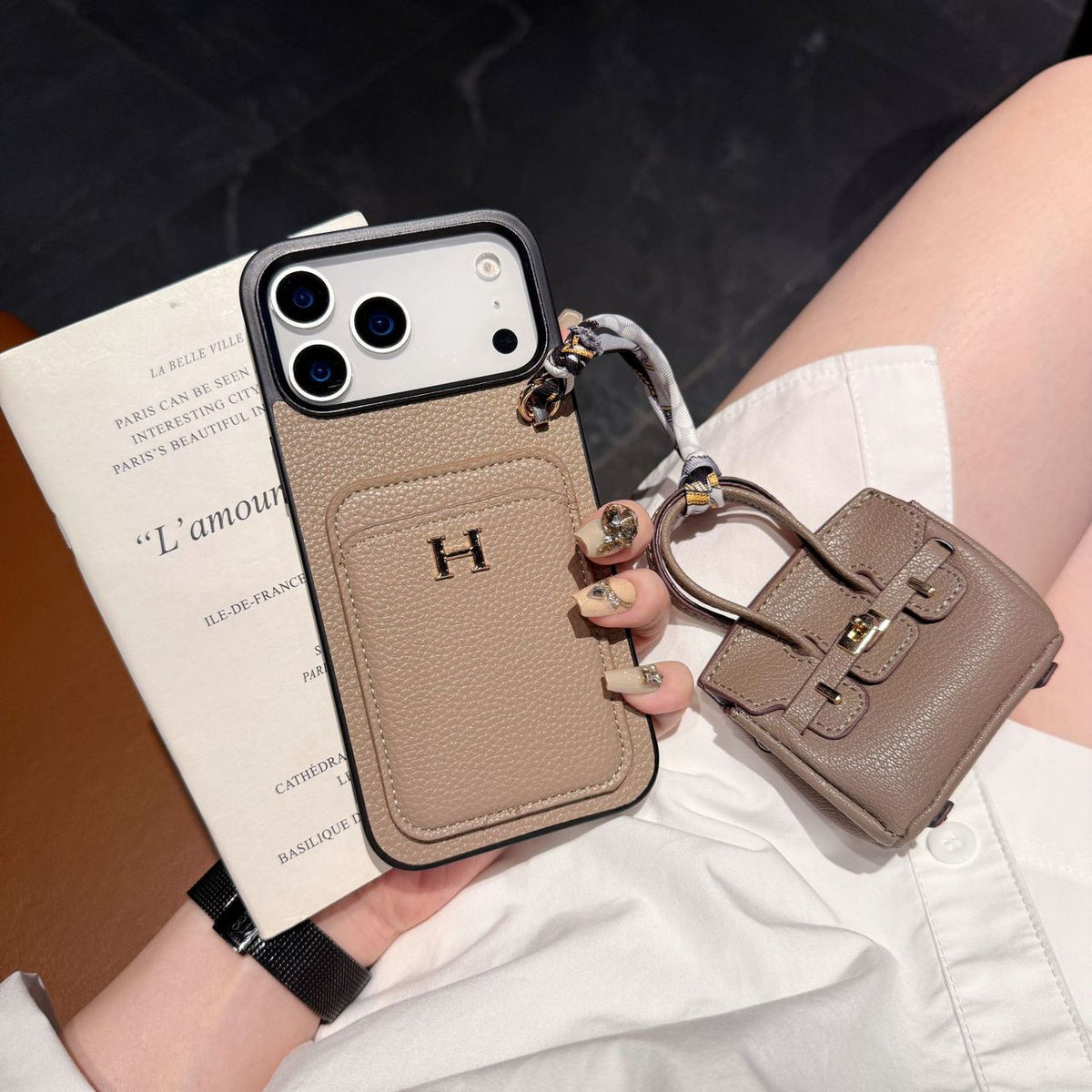 HRM Leather Case with Mini Handbag Charm for iPhone 14-18 Pro & Pro Max