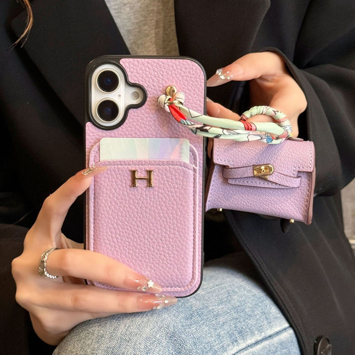 HRM Leather Case with Mini Handbag Charm for iPhone 14-18 Pro & Pro Max