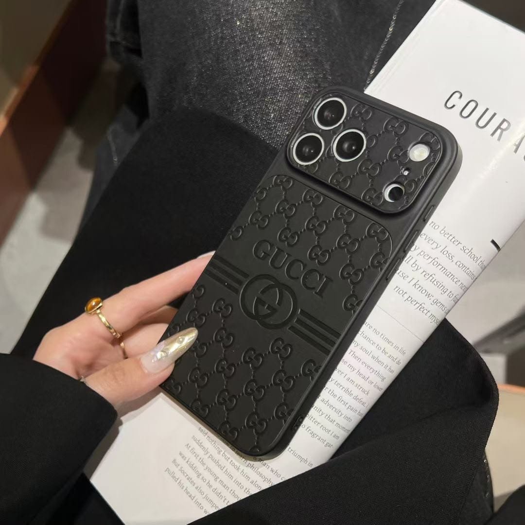 GG Luxury Monogram Leather Case for iPhone 12-18 Pro & Pro Max
