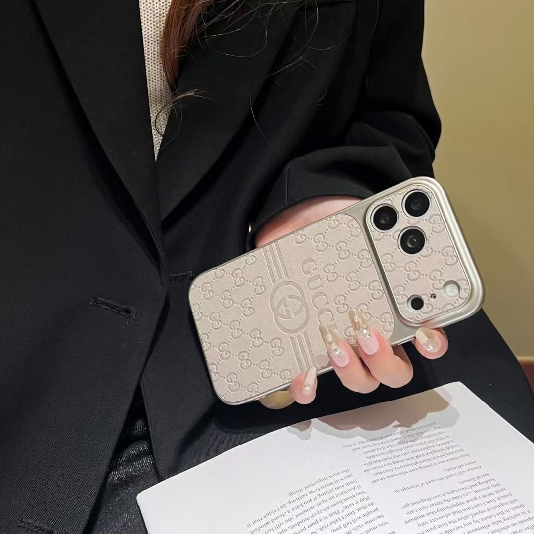GG Luxury Monogram Leather Case for iPhone 12-18 Pro & Pro Max