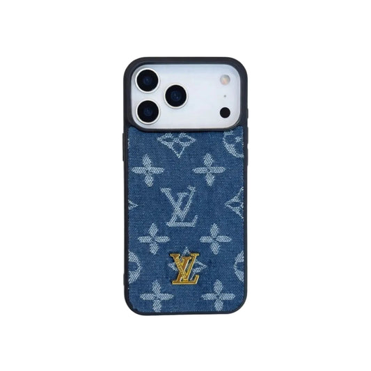 LV Monogram Denim Fabric Case for iPhone 12-18 Pro & Pro Max