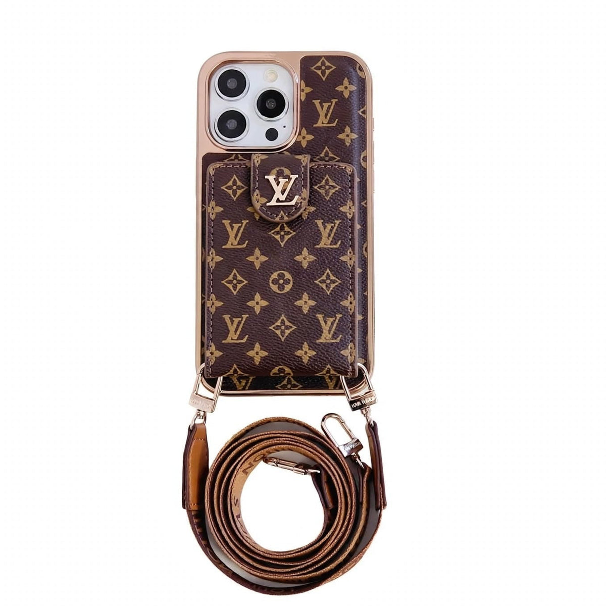 Luxury Louis V Case with Strap for iPhone 13-18 Pro & Pro Max