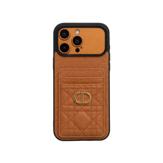 Luxury Quilted Leather Card Holder Case for iPhone 12-18 Pro & Pro Max