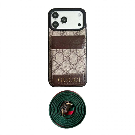 Luxury Gucci Phone case with card slot for iPhone 12-18 Pro & Pro Max
