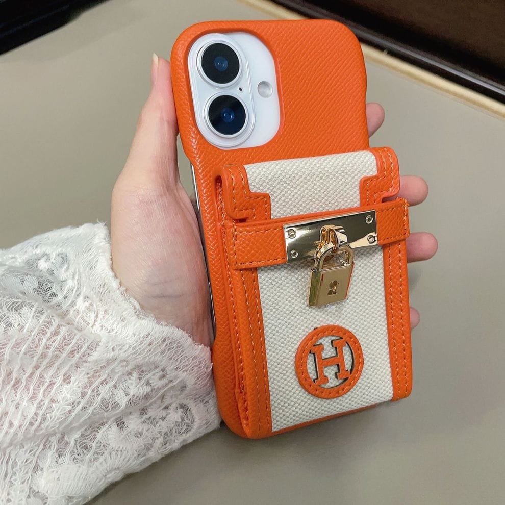 HRM Leather Case with Wristlet Strap & Perfume Charm for iPhone 13-18 Pro & Pro Max