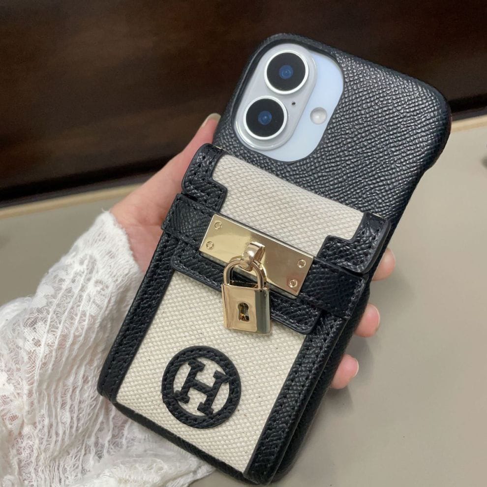 HRM Leather Case with Wristlet Strap & Perfume Charm for iPhone 13-18 Pro & Pro Max