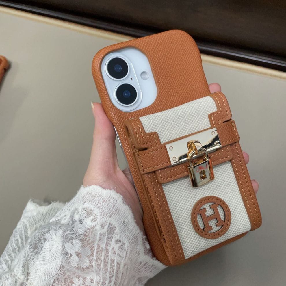HRM Leather Case with Wristlet Strap & Perfume Charm for iPhone 13-18 Pro & Pro Max