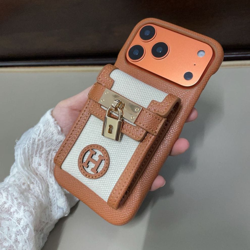 HRM Leather Case with Wristlet Strap & Perfume Charm for iPhone 13-18 Pro & Pro Max