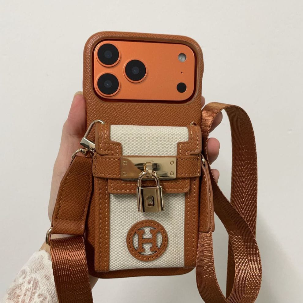 HRM Leather Case with Wristlet Strap & Perfume Charm for iPhone 13-18 Pro & Pro Max