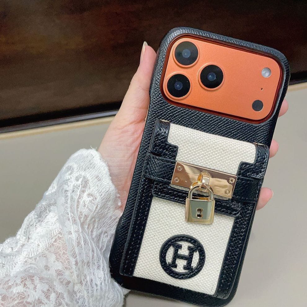 HRM Leather Case with Wristlet Strap & Perfume Charm for iPhone 13-18 Pro & Pro Max