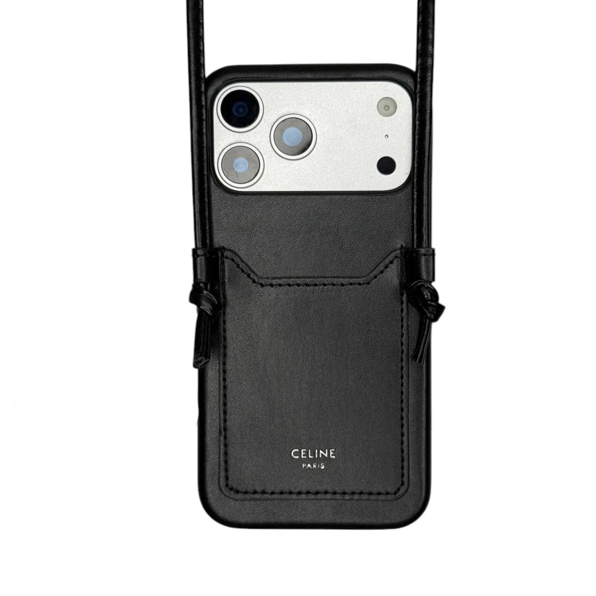 Classic Celine iPhone Case with Card Holder Black for iPhone 12-18 Pro & Pro Max