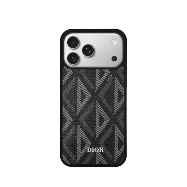 Luxury Woven Monogram & Geometric Slim Case for iPhone 12-18 Pro & Pro Max