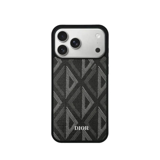 Luxury Woven Monogram & Geometric Slim Case for iPhone 12-18 Pro & Pro Max