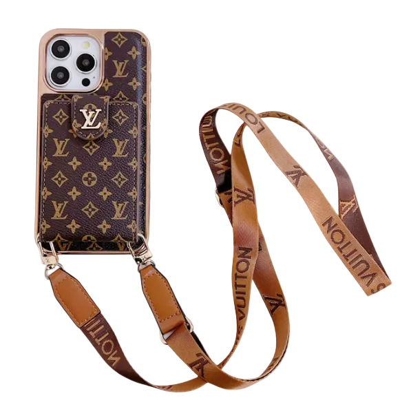 LUXURY ELECTROPLATING MONOGRAM CARD HOLDER CROSSBODY IPHONE CASE theroxymob