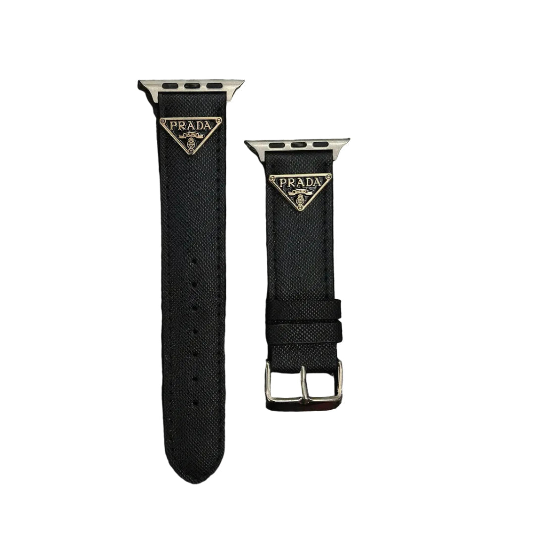 Double Triangle Monogram Label Leather Apple Watch Band