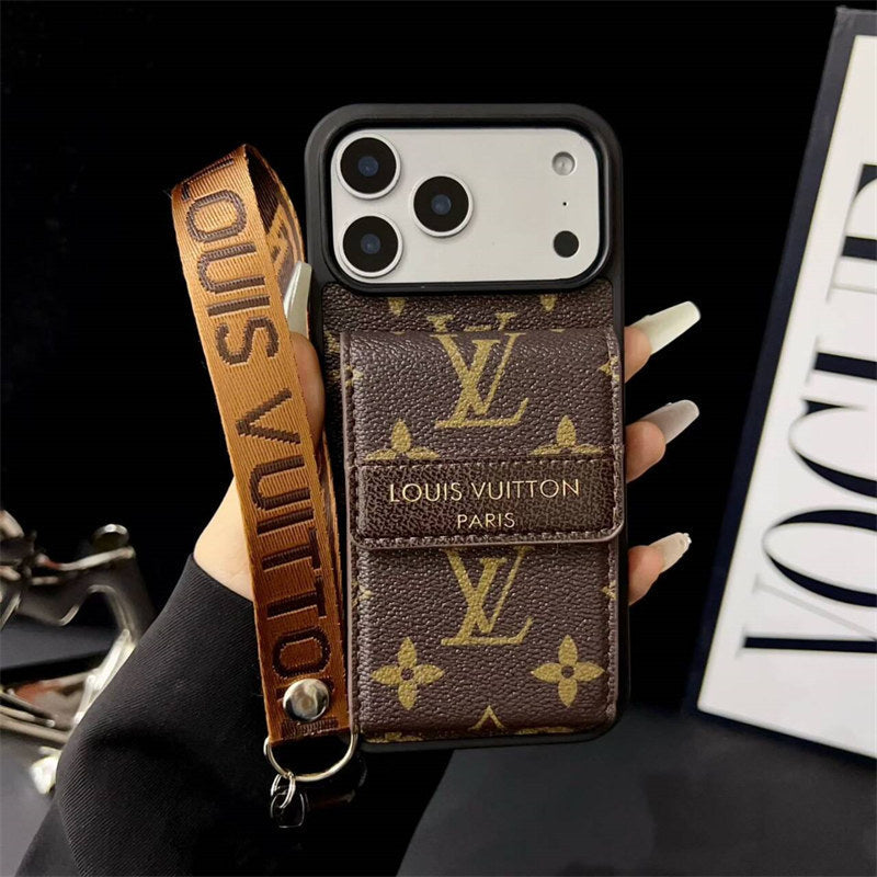 LV luxury canvas leather case for iPhone with card holder