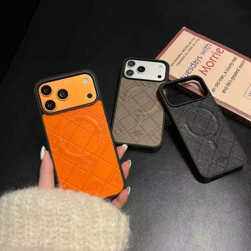HRM MagSafe Quilted Leather Phone Case for iPhone 12-18 Pro & Pro Max