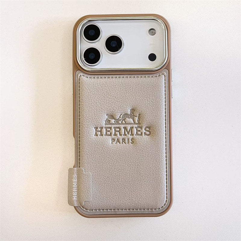 HRMS Two-Tone Leather Case with Stamped Logo for iPhone 13-18 Pro & Pro Max