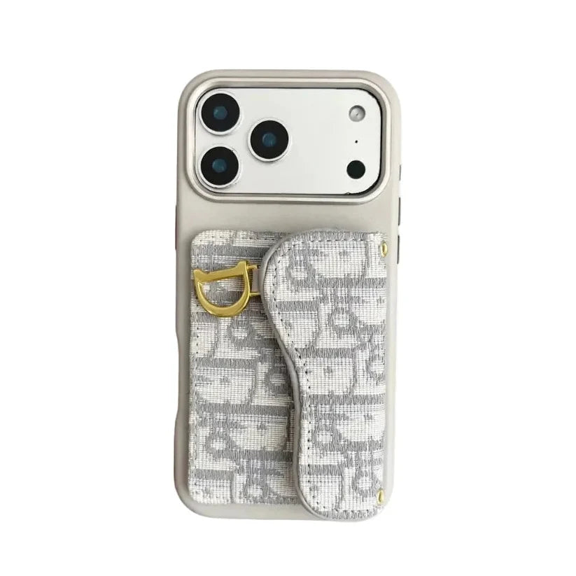 Dior Leather Phone Case with Card Holder for iPhone 13-18 Pro & Pro Max