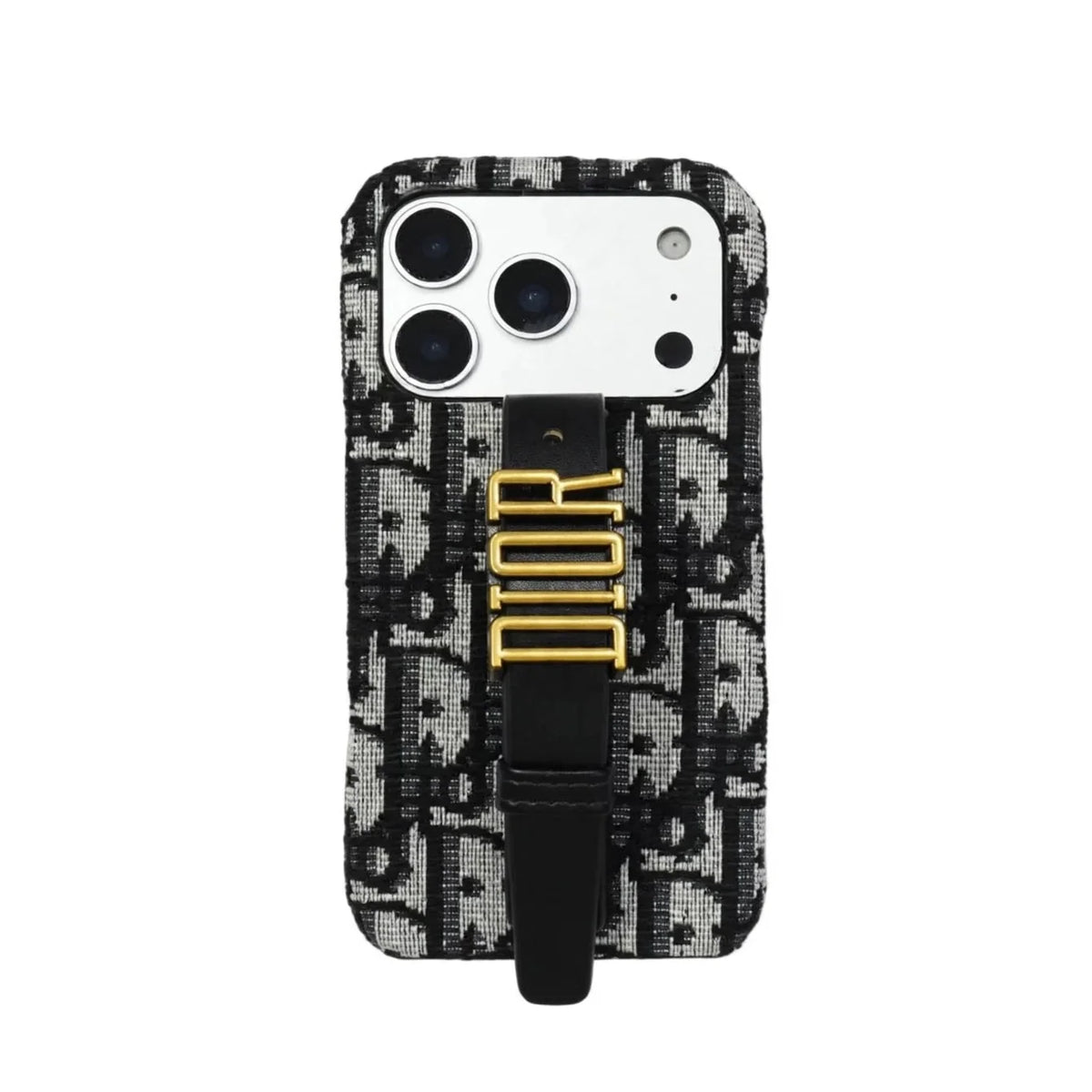 Luxury Case with Adjustable Gold-Tone Hand Strap for iPhone 12-18 Pro & Pro Max